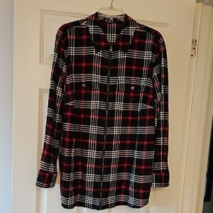 Chaps Black and Red Plaid Flannel Shirt